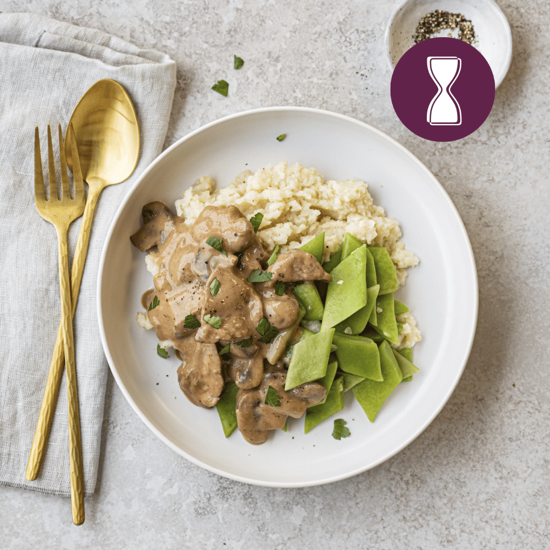 Afslank: Beef stroganoff met knolselderijpuree