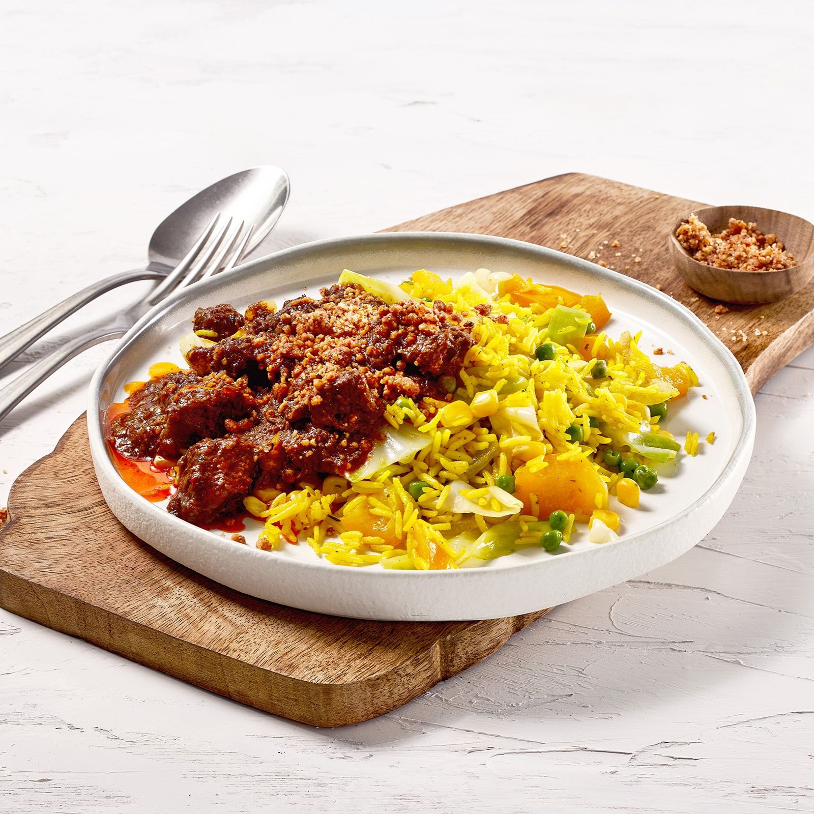 Rendang met gele rijst