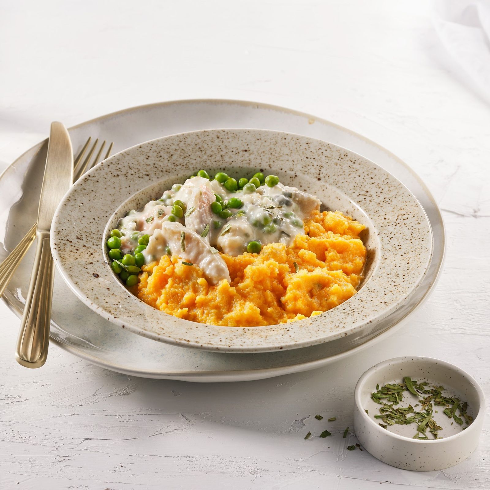 Vispotje met wortelpuree